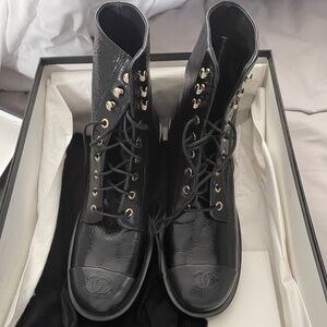 CHANEL Lace up MOTO BOOT